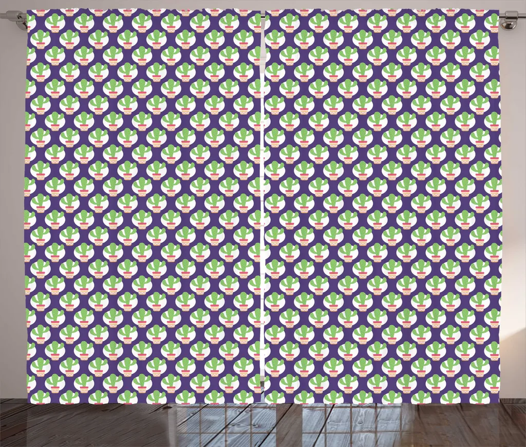 Rideau Rustique ABAKUHAUS Imprimé Cactus Quartz Multicolore 280x225 cm