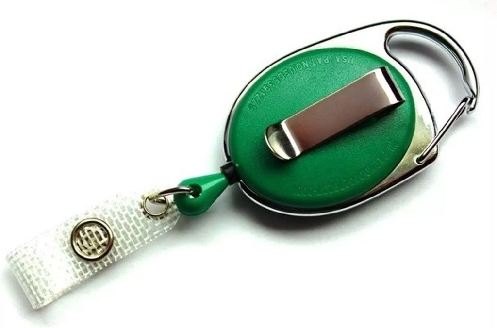 2x GRÜN Ausweisjojo Schlüsseljojo Jojo Zipper oval Schlaufenclip Aufrollmechanismus & Gürtelclip für Ausweishüllen Kartenhüllen Schlüssel