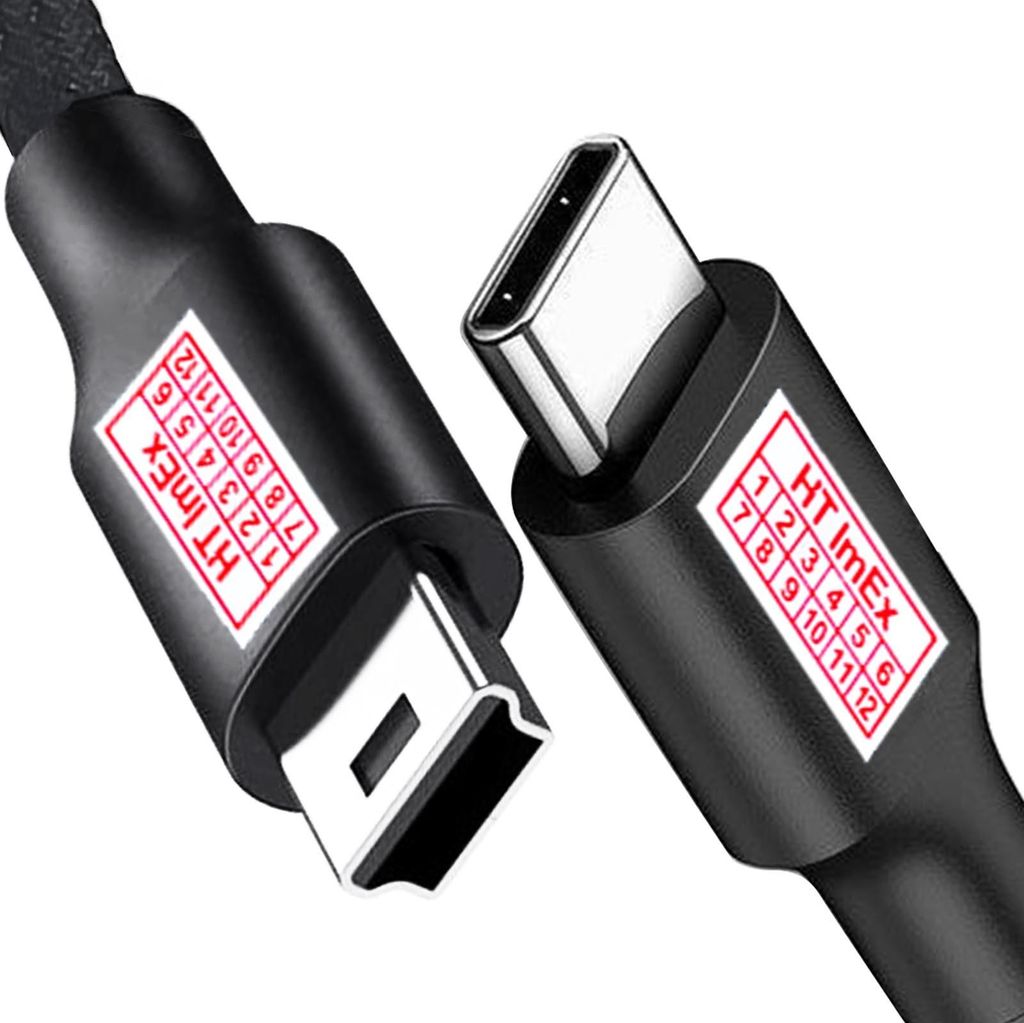 USB-C 2.0 Adapterkabel, Mini-B, schwarz, 1m Nylon Produktbild 
