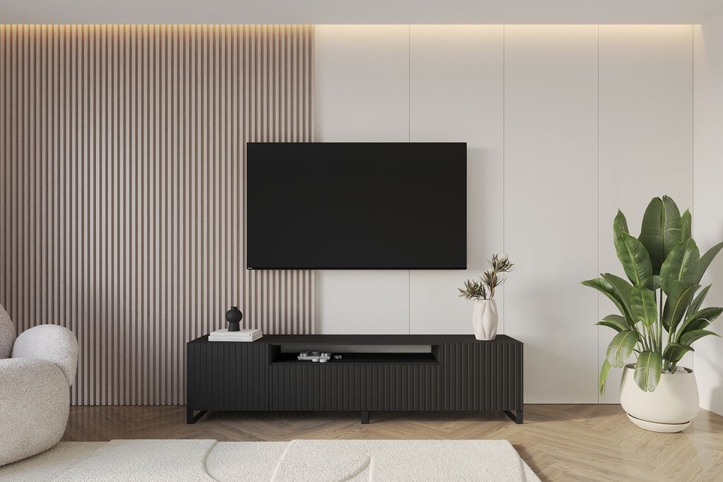 ALTDECOR TV-Schrank KITO-S mit Gefrästen Fronten 200x53x41 Lowboard, TV Möbel, TV Cabinet, Fernsehtisch, Fernseher Schrank, TV Kommode, TV Tisch,...