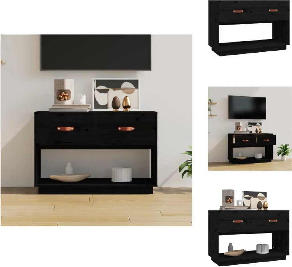 Mobile TV vidaXL Nero 90x40x60 cm in Legno Massello - Arredo Salotto