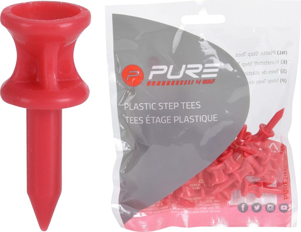 Pure2improve - Golf Tees "Step", Kunststoff 25er-Pack RD3942 (31 mm) (Rot)