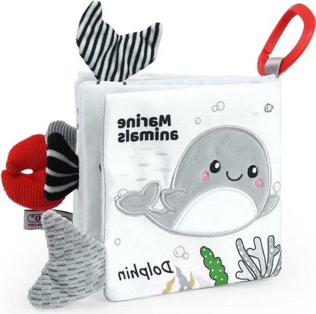 Babystoffenbuch mit Meeresdieren - Frühe Entwicklung und kognitives Lernen - Krabbenstil - Geschenk für Babys