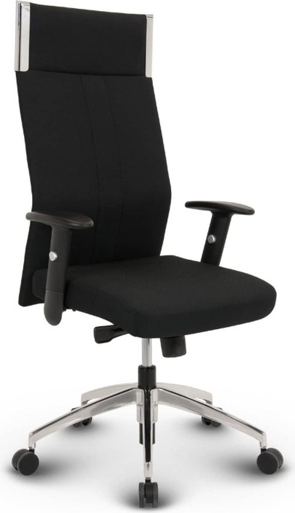 VERSEE Black-Line Chefsessel Schwarz Stoff – ergonomischer Bürostuhl & Schreibtischstuhl, bequem für langes Sitzen, stabiler Drehstuhl bis 150 ...