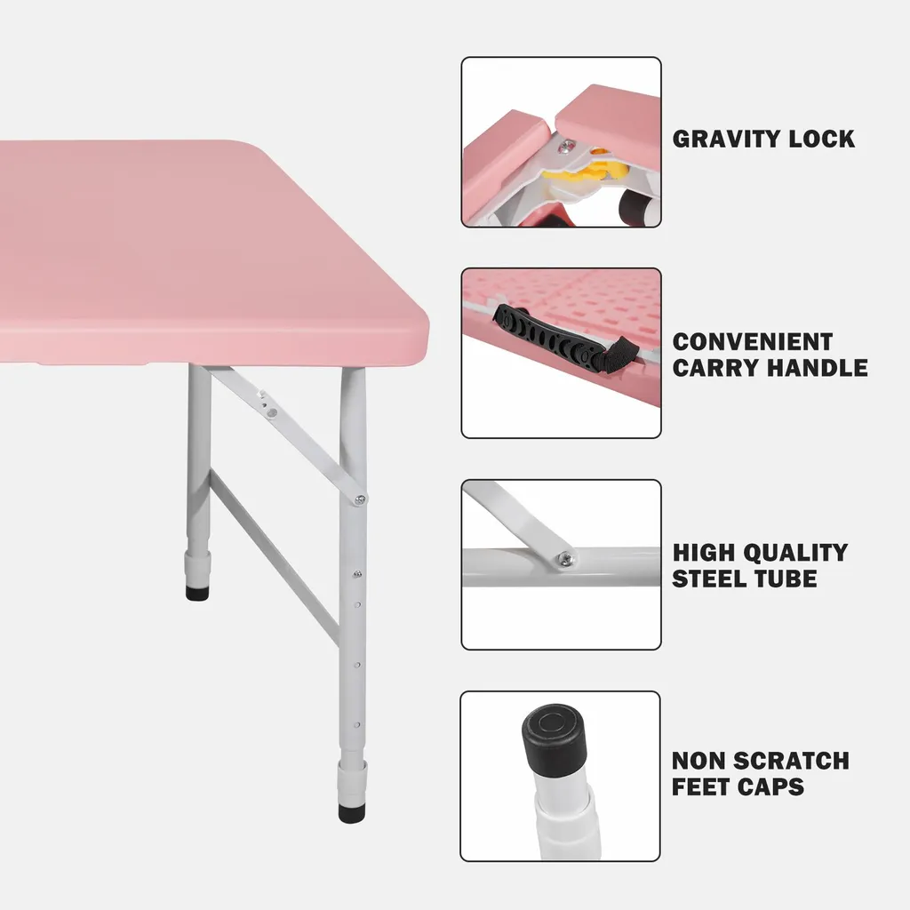Table pliante réglable 125 cm : stable, facile à ranger et à porter