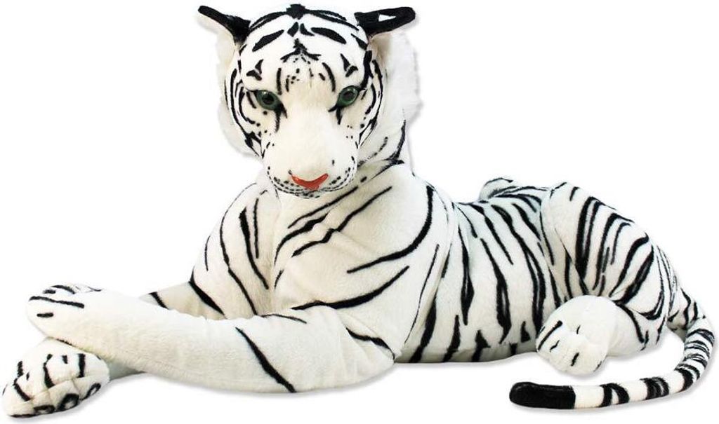 Tiger Kuscheltier XXL liegend weiß - ca. 100 cm