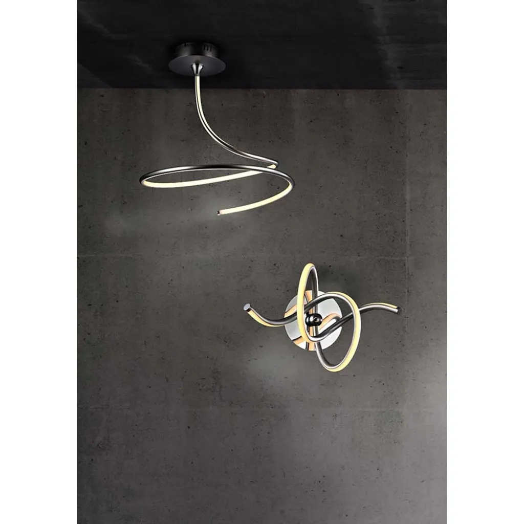 Plafonnier LED Design Spirale Argent H 47 cm - Luminaire Salon Moderne