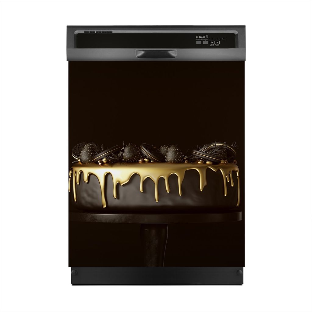 Magnete Dekorative 60x70 cm Küche Magnetmatte Spülmaschine - Gold Luxus Torte Erdbeeren