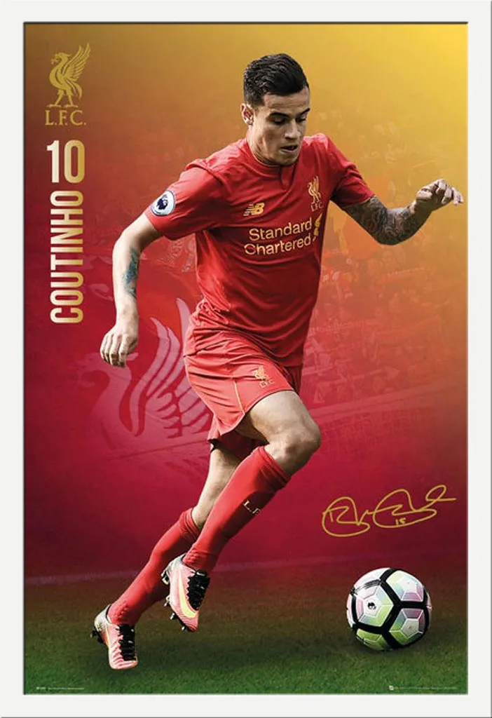 Affiche Encadrée Liverpool FC Coutinho 16/17 Cadre Blanc 61x91,5 cm