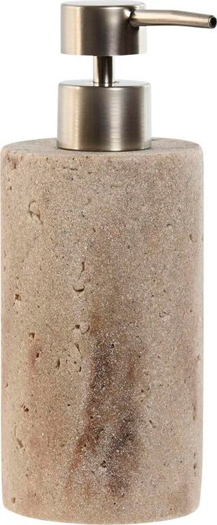 Seifenspender Home ESPRIT Creme Silberfarben Harz Polyäthylen Marmor 7 x 7 x 17,5 cm