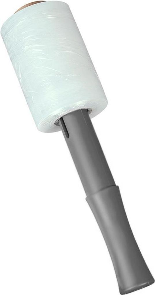 Abroll-Set, zum Verpacken und Bündeln von Zubehörteilen / Kleinteilen, Abrollgriff und 10 Rollen á 150 m, Breite 12,5 cm, Transparent, Verpackun...