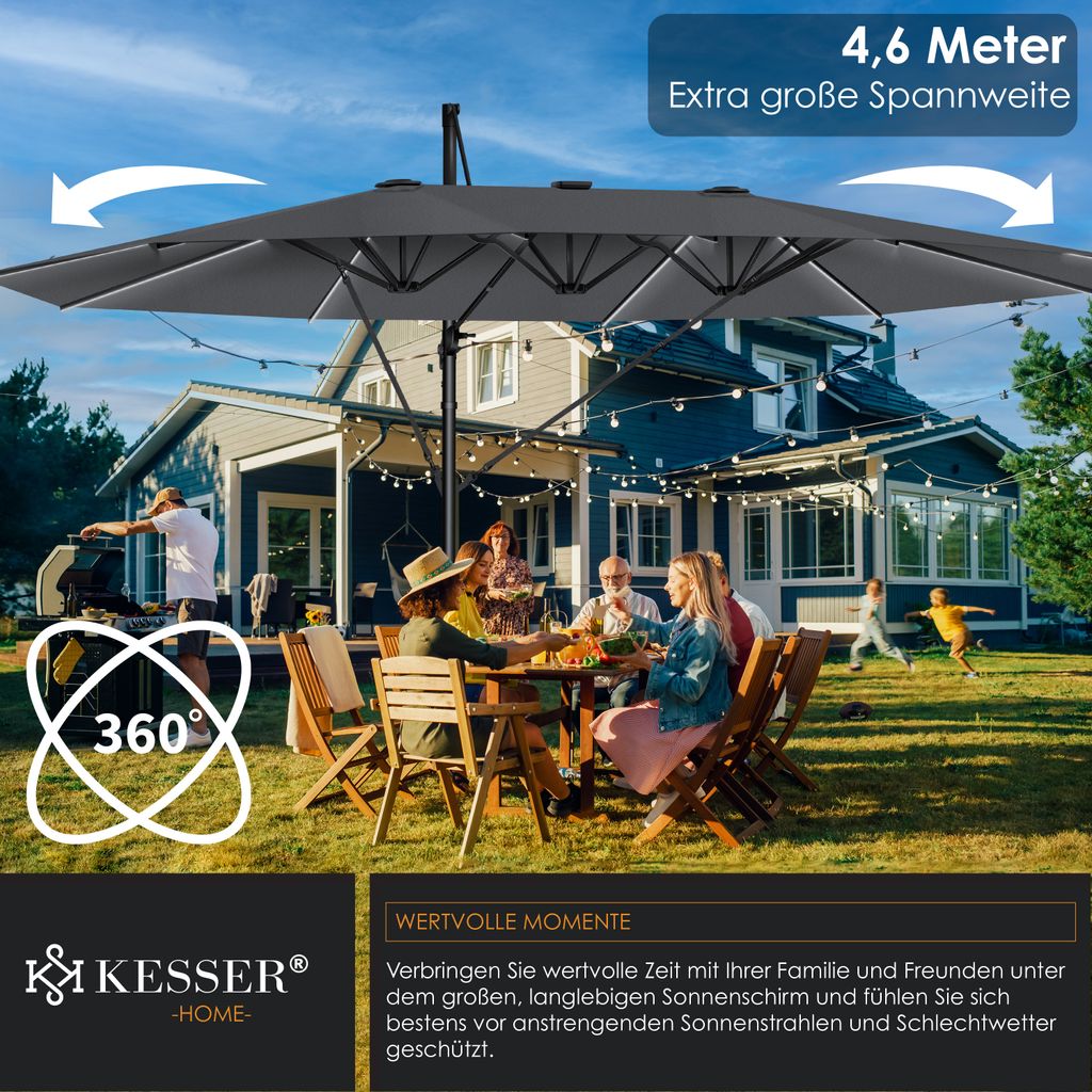 KESSER® Sonnenschirm Doppelsonnenschirm 4,6m x 2,7m | Produktbild 7