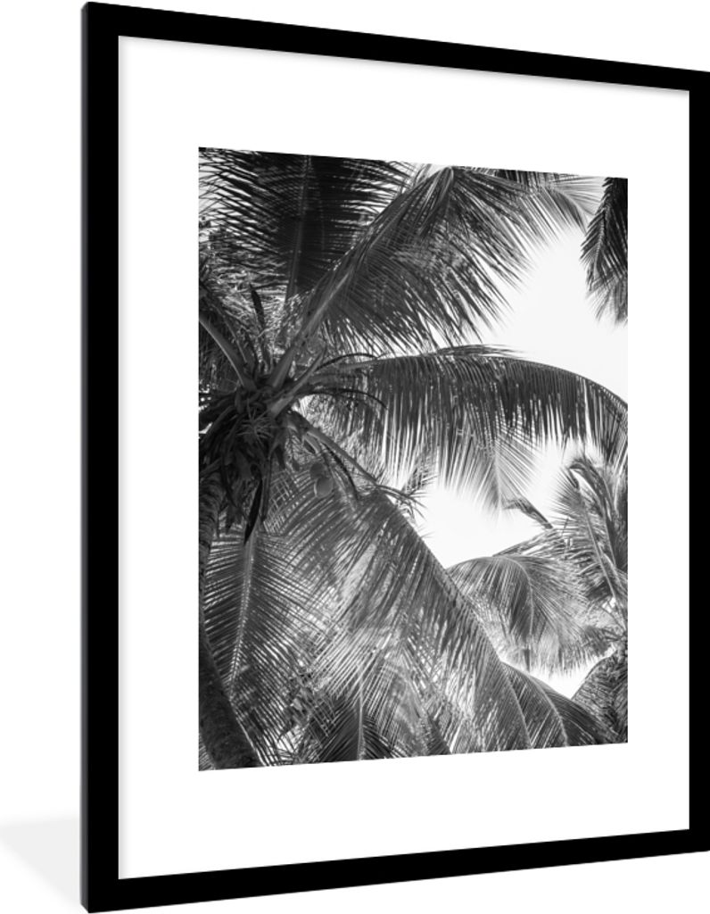 MuchoWow Gerahmtes Poster Palmwedel - Vintage - Natur 60x80 cm - Poster mit Schwarzem Bilderrahmen Wandposter Rahmen Foto Bilder - Wohnzimmer - D...
