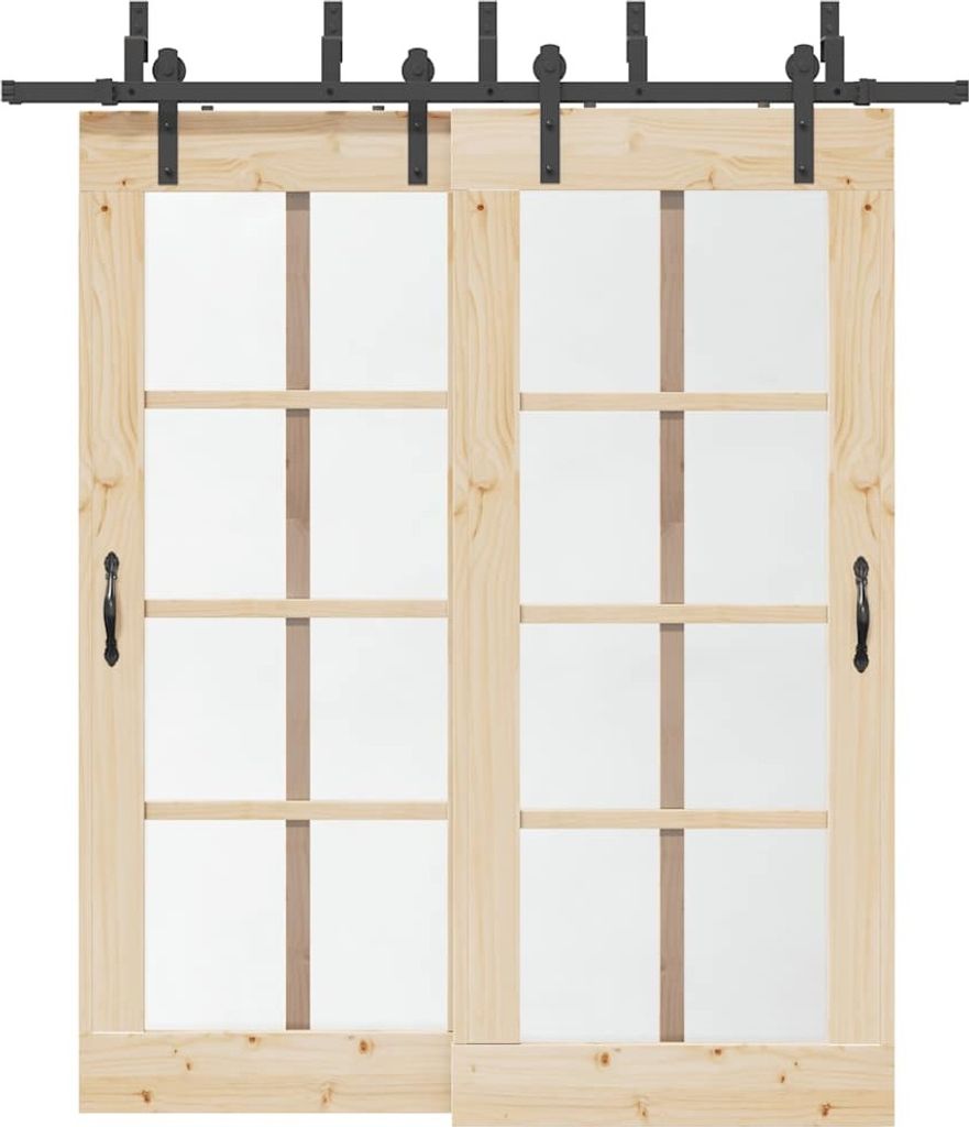 Schiebetürbeschlag-Set 200 cm Stahl Schwarz