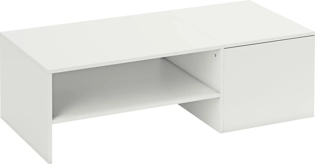 Table basse réglable avec rangement en bois blanc modèle Lift-Top 100cm