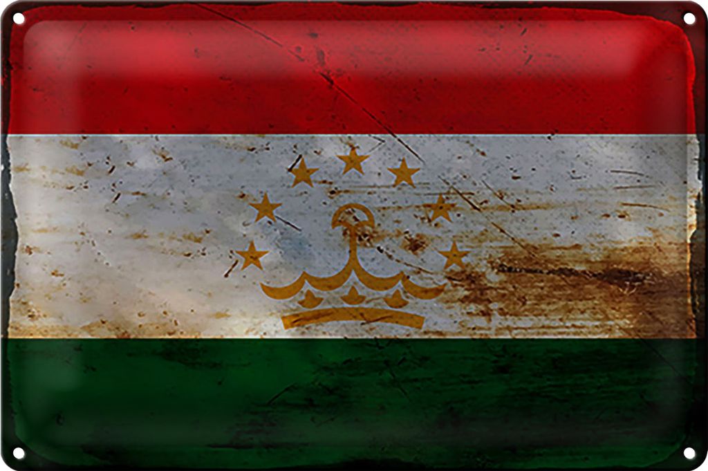 Blechschild Flagge Tadschikistan 30x20cm Tajikistan Rost