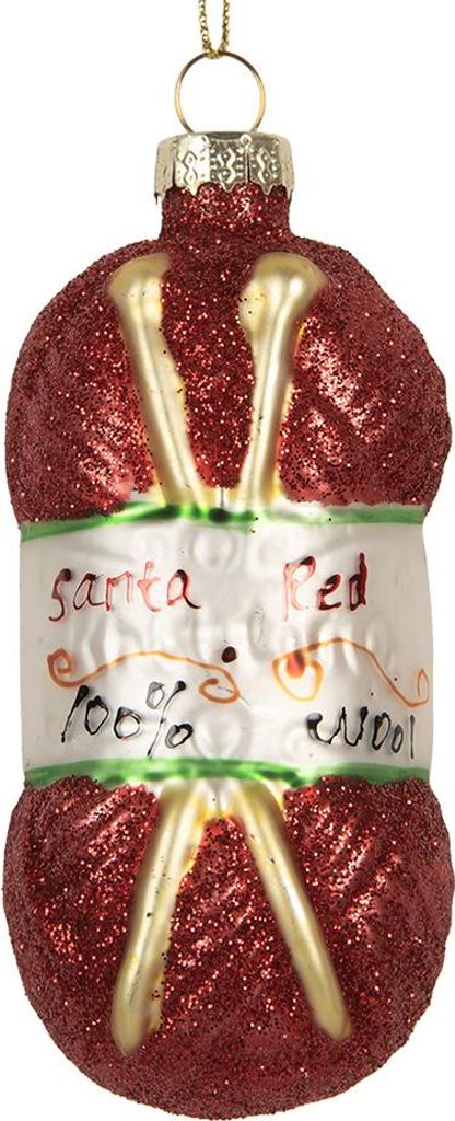 Clayre & Eef Weihnachtsanhänger 8x8x8 cm Rot Glas