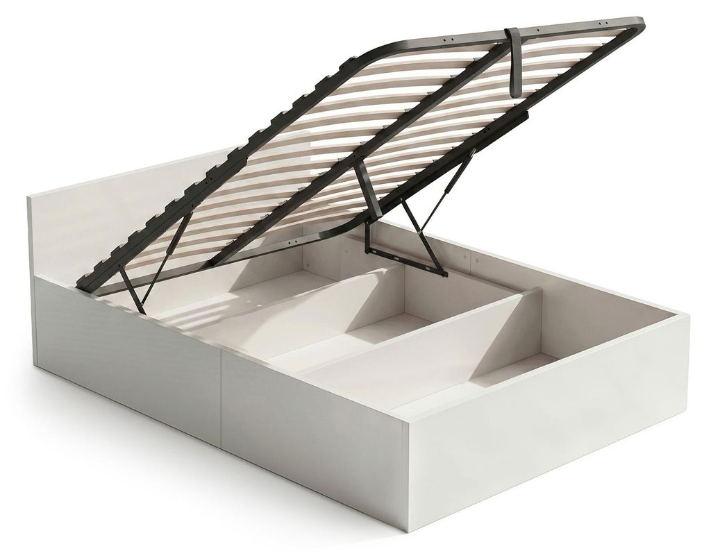 Bett mit Bettkasten 120x200 cm Metalllattenrost aufklappbar Produktbild 