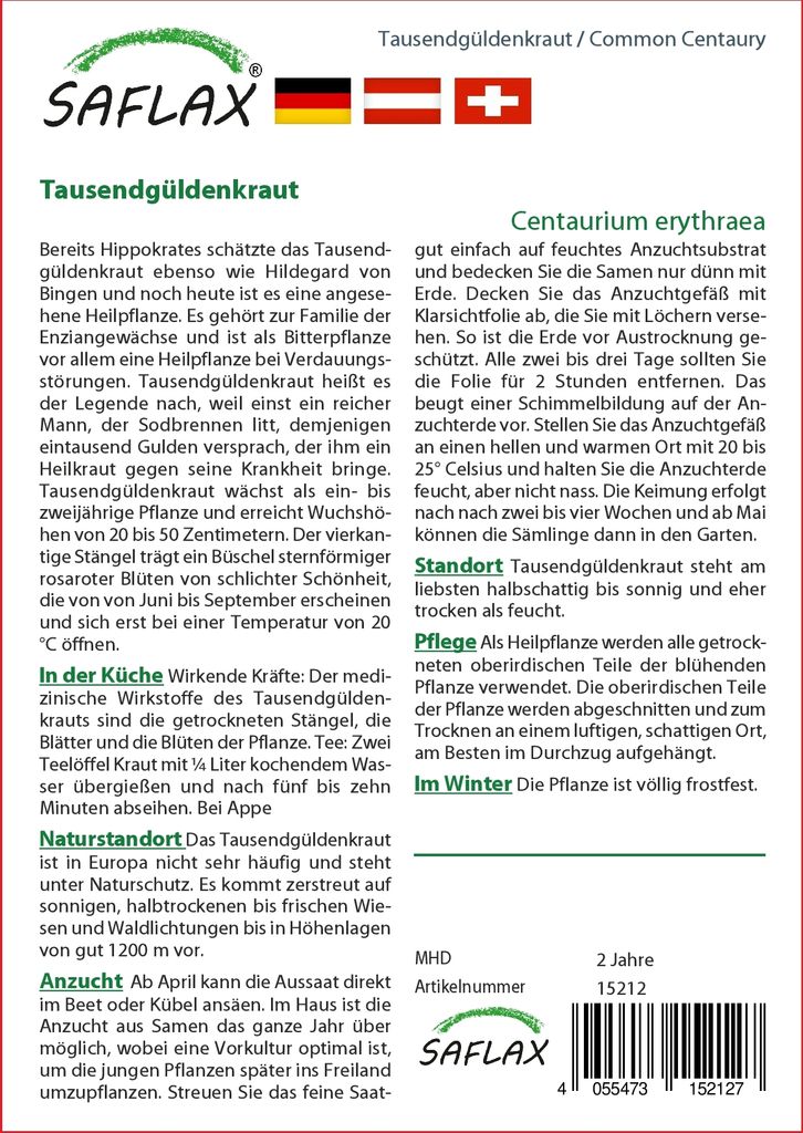 SAFLAX - Centaury - Centaurium erythraea - 250 Semená Obrázok produktu 7