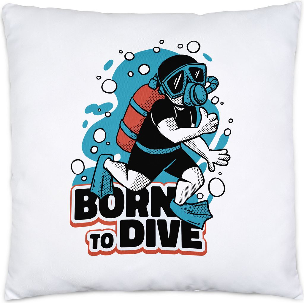 Born To Dive Kissen Fische Tauchen Meer Gewässer Ozean Wasser Schwimmen Taucher Neoprenanzug Taucherbrille