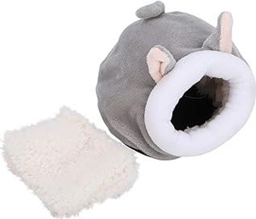 Dioche Hamster Haus, Niedliches, Warmes Hamsternest aus Baumwolle, Kleintier-Eichhörnchenhaus, Käfigspielzeug für Zwerghamster(Grau)