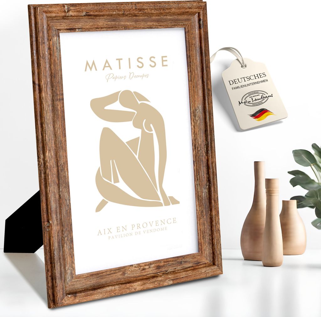 Mein Landhaus Bilderrahmen Narva 20x30 cm Walnuss Holzoptik MDF mit Aufsteller und Echtglas