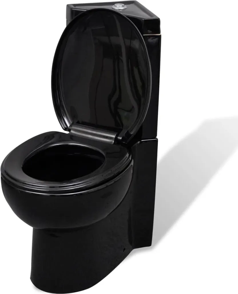 Toilettes d'angle noires pour petite salle de bain et studio chic