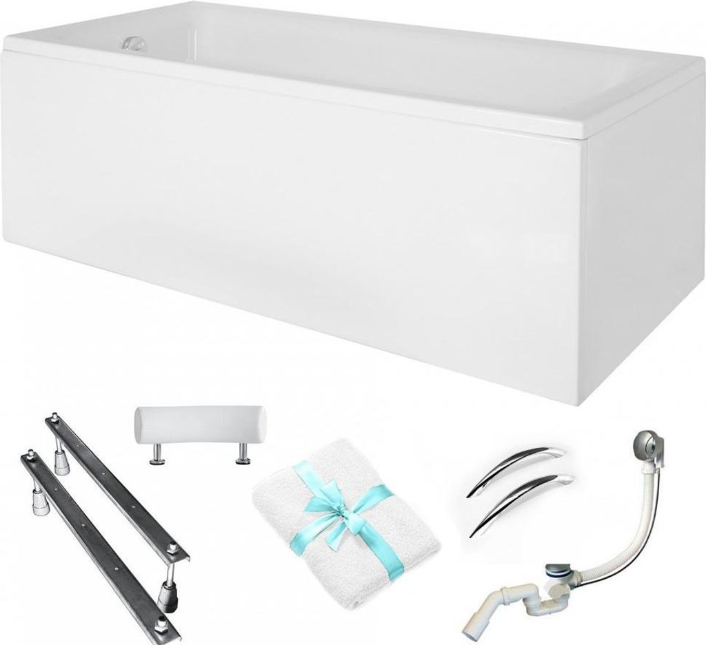 Aqua For You | Badewanne - Talia Premium Wanne - 160x75 cm - Weiß - Antibakteriell Beschichtung - Kratzfest - Komplettset - Acryl - mit Verkleidung