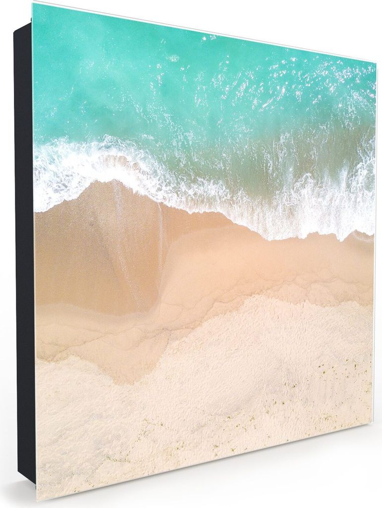 Nachbildung-Schlüsselkasten, Magnetpinnwand und Memoboard mit Glasfront Motiv Meer trifft auf Sand