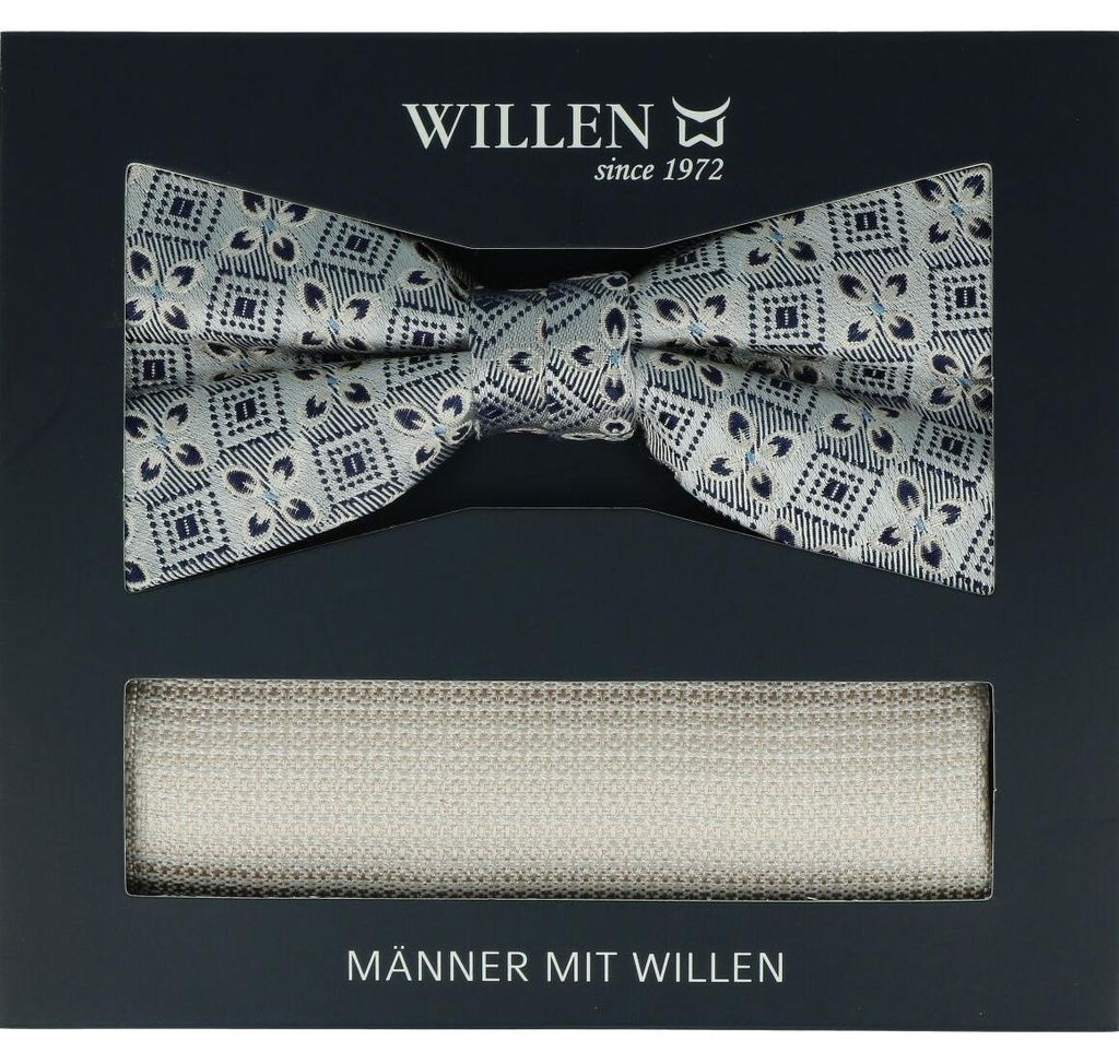 Willen Herren Schleife und Einstecktuch Set für Anzug und Hemd, Farbe Blau