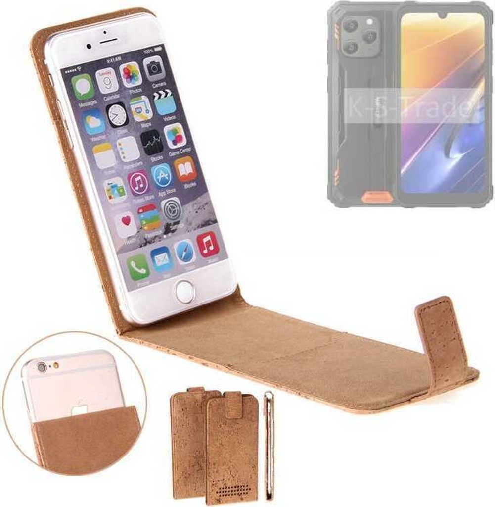 K-S-Trade Handyhülle kompatibel mit Blackview BV5300 Plus Kork Hülle Flipstyle Case Schutzhülle Kork Case Hülle Flip cover Klapphülle Klapp,