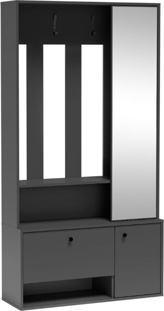 Minio, Garderobenset "PORTO", Garderobe, 100 cm, mit Spiegel, Graphite Farbe