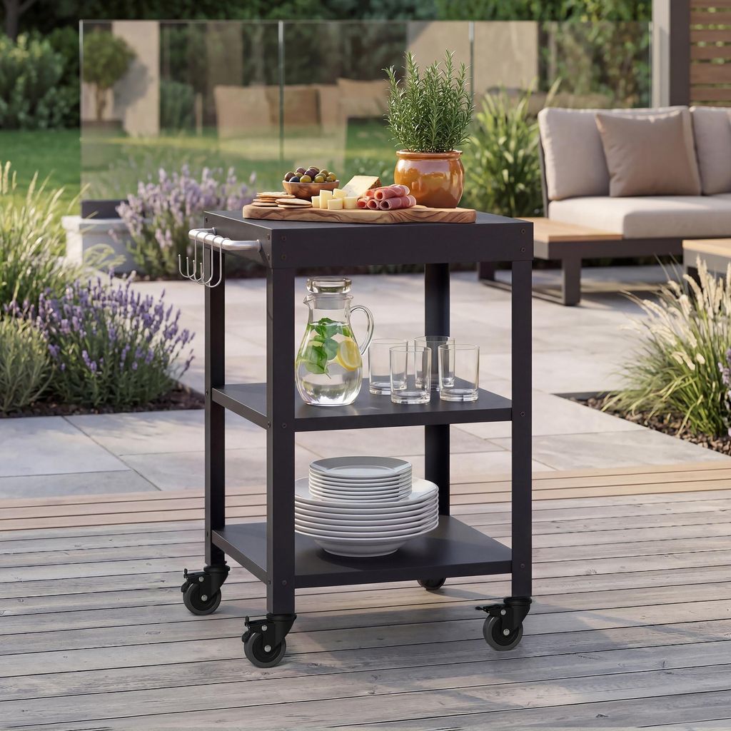 Outdoor Servierwagen 'Bolognano' Stahl 81 x 50 x 50 cm Produktbild 