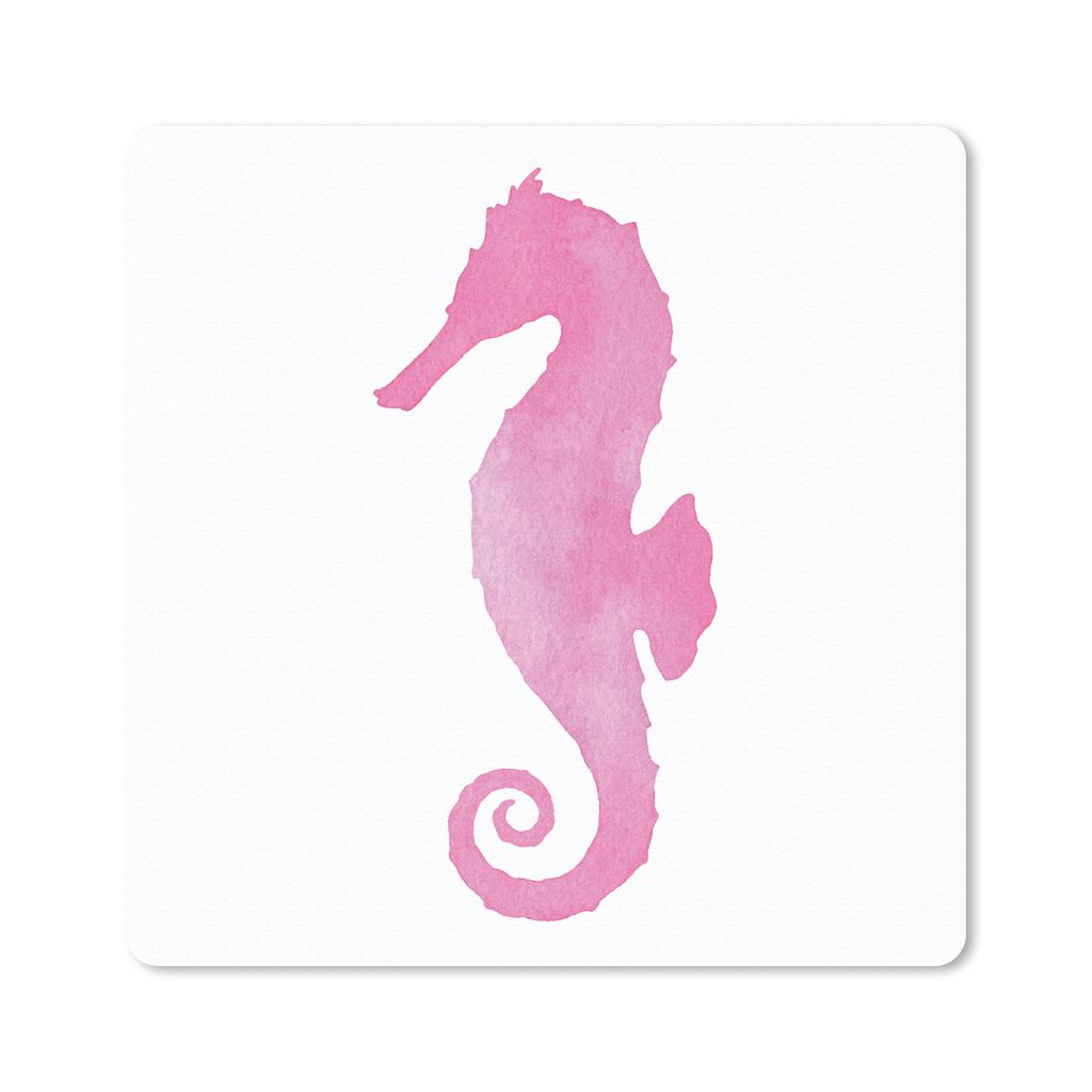 MuchoWow Mauspad Mousepad Seepferdchen - Rosa - Aquarell 20x20 cm - Mousepads - Maus Mat - Pad - Mausunterlage - Desk Mat - Bureauartikeln
