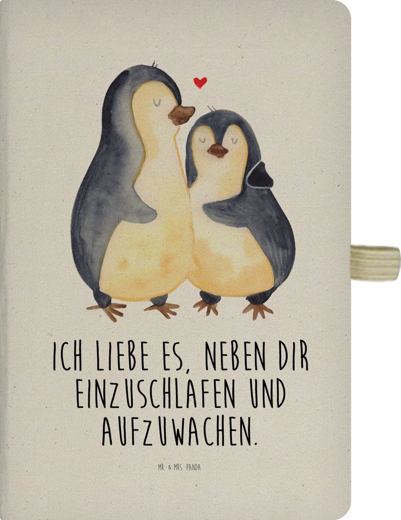 Mr. & Mrs. Panda Kladde Pinguine Einschlafen - Transparent - Geschenk, für Frauen, Freundin, Hochzeitstag, Mitbringsel, Valentinstag, Hardcover No...