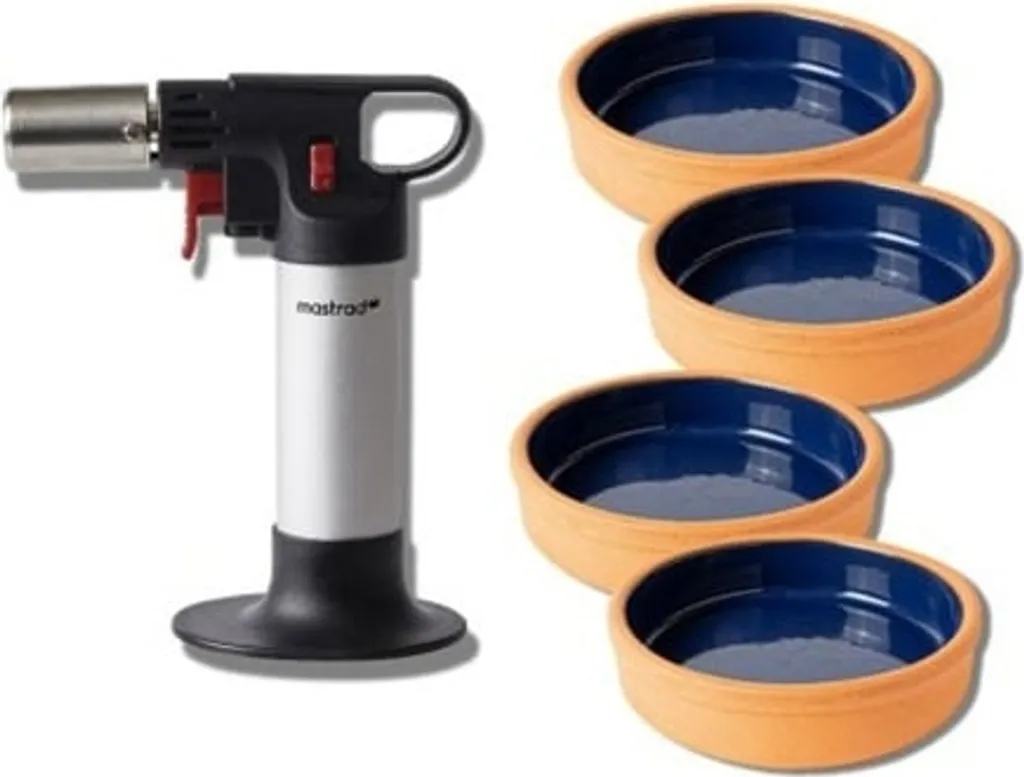 Mastrad F46167 Coffret Crème Brûlée 5 Pièces Chalumeau et 4 Ramequins