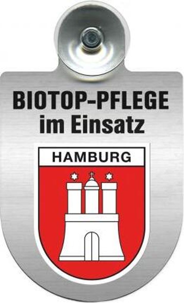 Einsatzschild mit Saugnapf - Biotop Pflege im Einsatz - incl. Regionenwappen 393808 Color - Region Hamburg