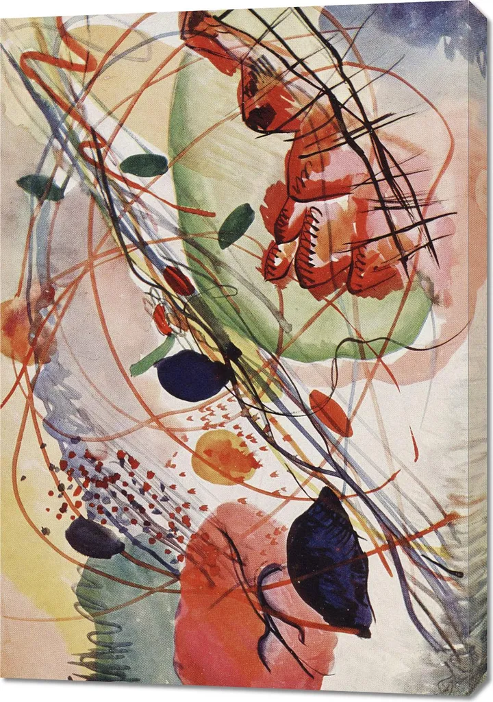 Toile Kandinsky 70x100cm Aquarelle Vintage - Grand Format pour Salon