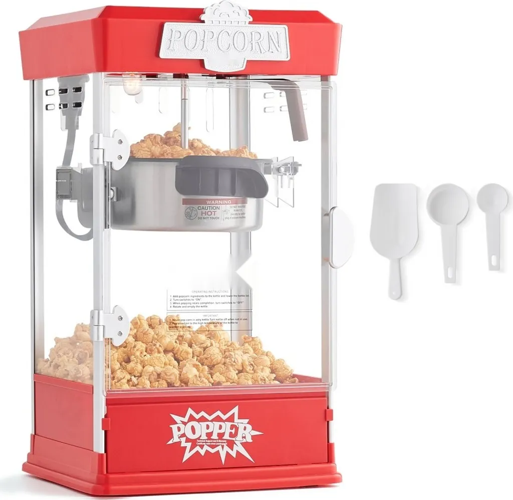Machine à pop-corn puissante 480W - Design rouge vintage et cuve inox 4oz