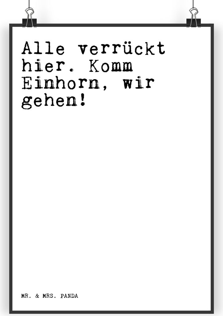 Mr. & Mrs. Panda Bild Alle verrückt hier. Komm... DIN A3 - Weiß - Geschenk, witzig, Freundin, Kunstdruck, Spruch, Wanddekoration, wanddeko, Sprü...