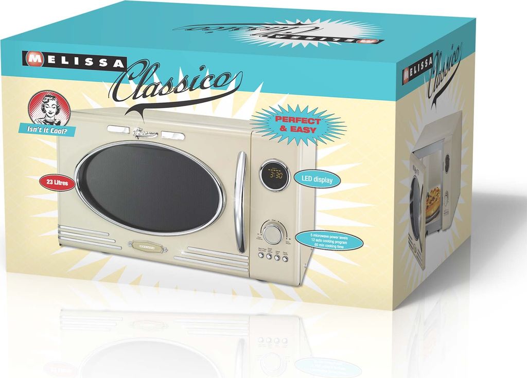 Melissa 16330128 Retro mikrovlnná trouba/1000 Watt/23 Obrázek produktu 8