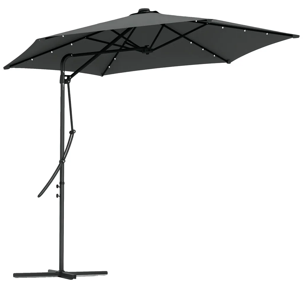 Parasol LED solaire gris foncé design original pour une ambiance de nuit