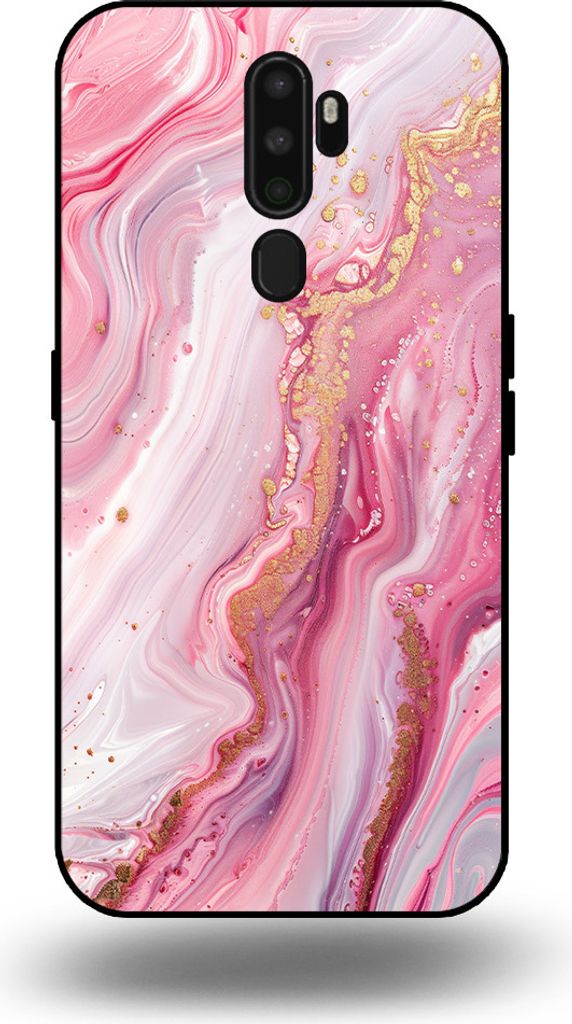 Smartphonica Handytasche passend für OPPO A5 2020 mit Marmordruck - TPU Rückseitenschutzhülle Marmordesign - Pink