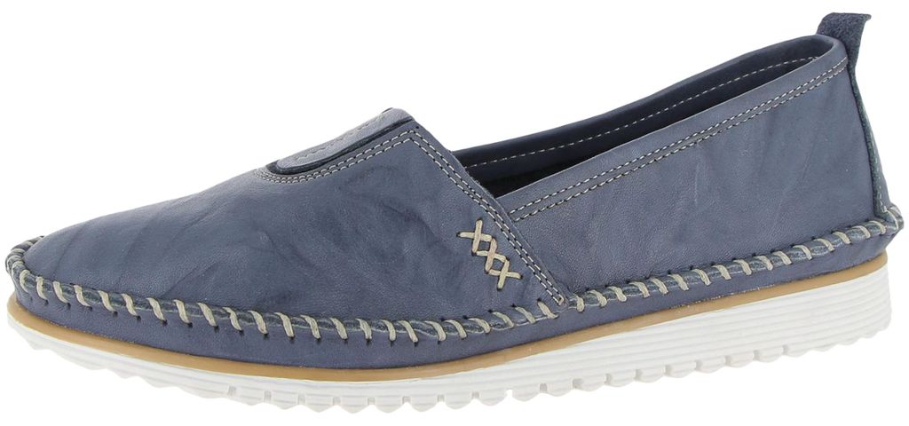 Andrea Conti Damen Slipper aus Leder mit Wechselsohle 1883656, Größe:41 EU, Farbe:Blau