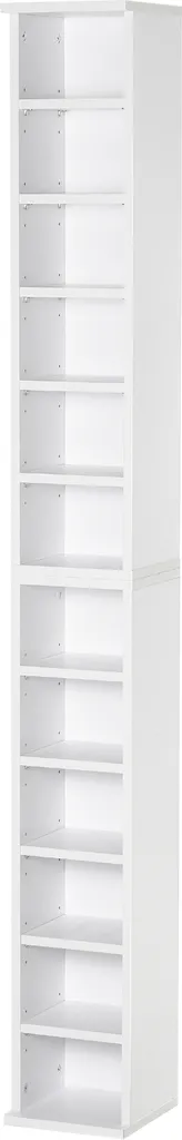 Étagère Colonne CD DVD 6 Compartiments Blanche - Lot de 2 Haute Qualité