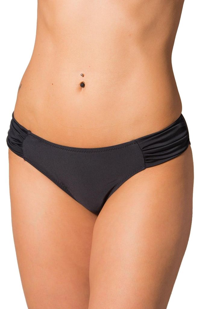 Aquarti Damen Bikinihose mit seitlichen Raffungen, Farbe: Schwarz, Größe: 42