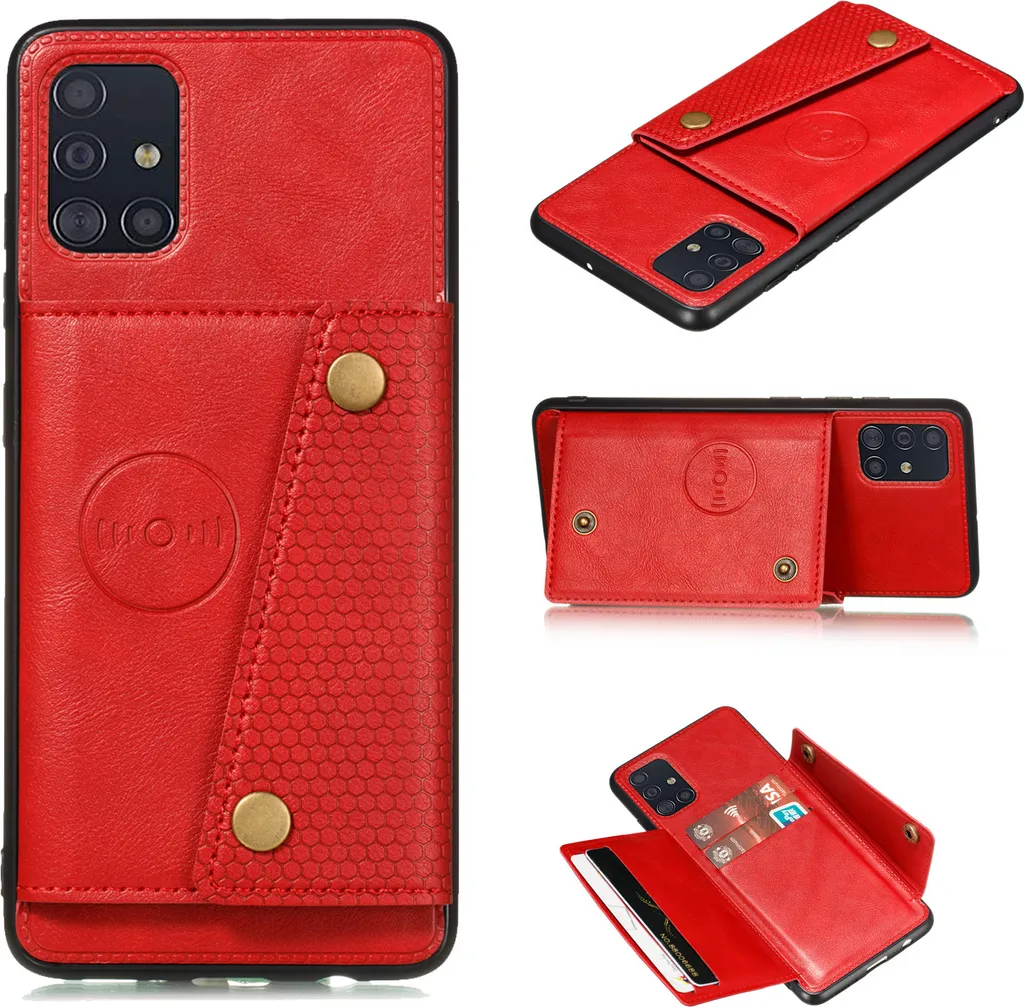 Custodia Rosso Shocking per Samsung A51 - Doppia Fibbia in Pelle PU
