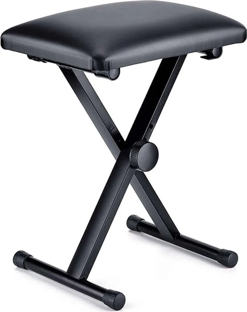 Tabouret Piano Confortable Noir - 3 Niveaux de Hauteur et Pliable