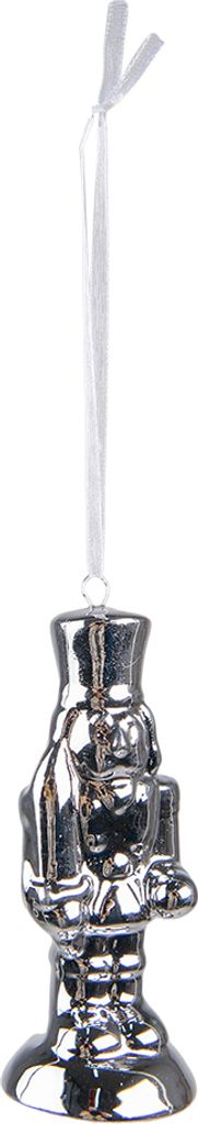 Clayre & Eef Weihnachtsanhänger Nussknacker 10 cm Silberfarbig Porzellan