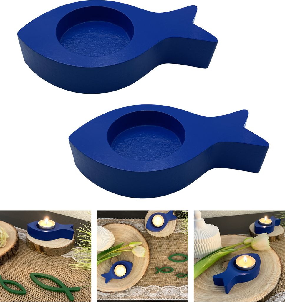 Oblique Unique Fisch Teelichthalter 2er Set Kerzenhalter Produktbild